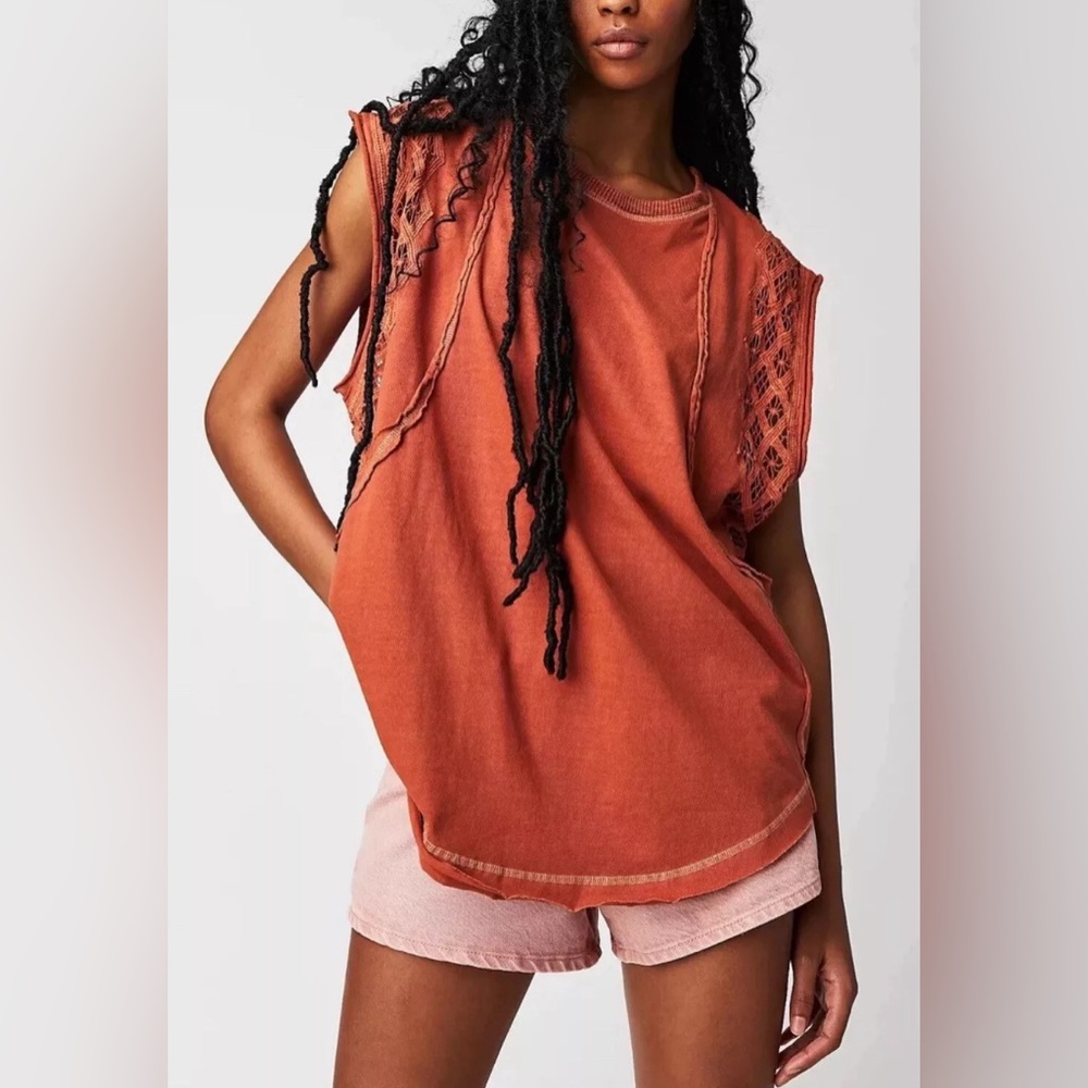 Free People Table For Two Tee Sz S MSRP $68
